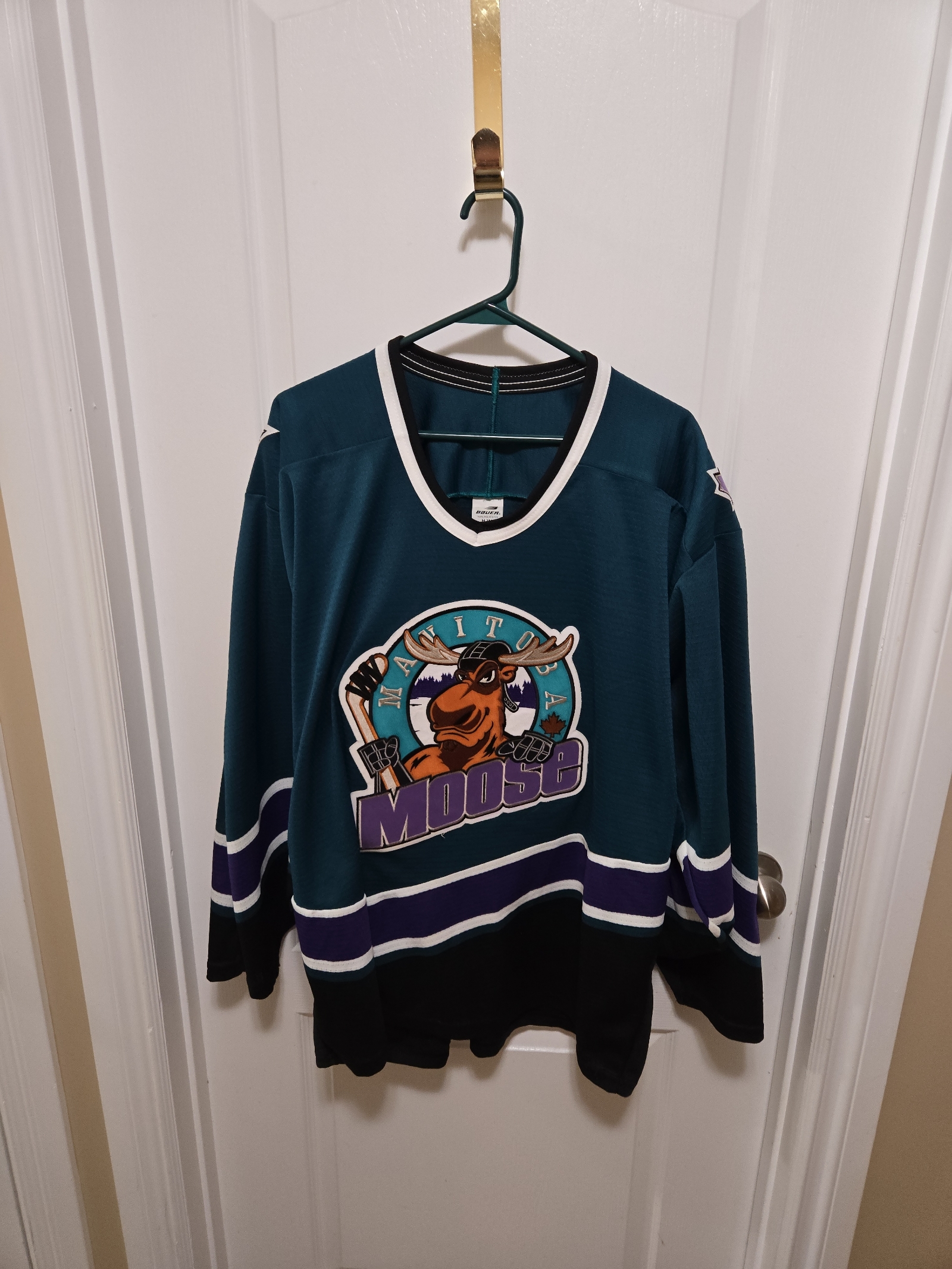 Manitoba Moose Vintage Bauer AHL Hockey Jersey - Size L - Rebound 